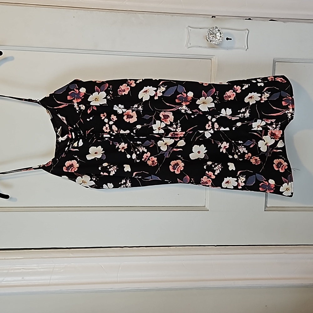Black Floral Summer Dress w/ pockets- XL